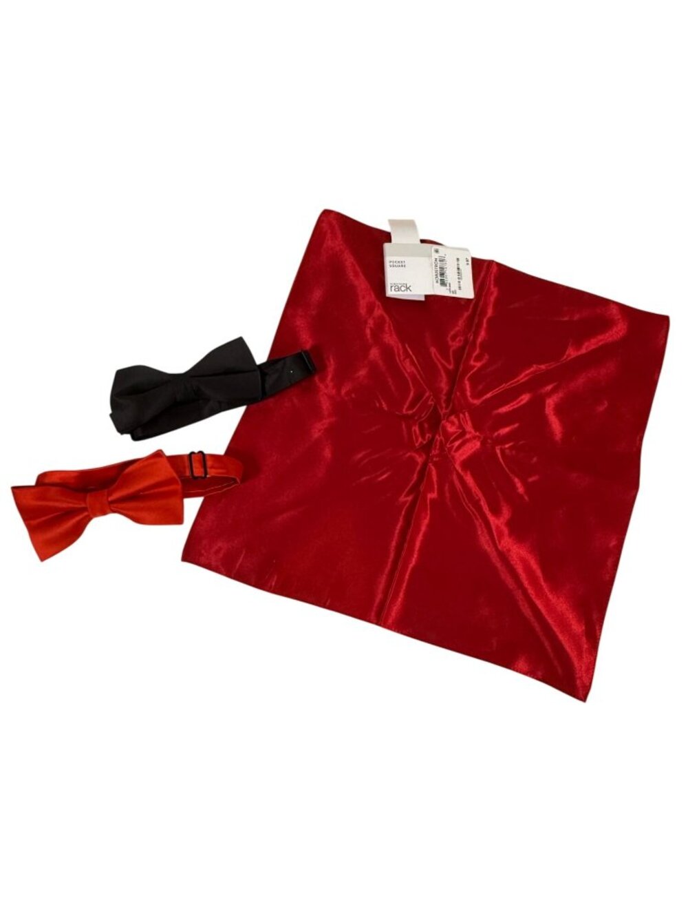 Red & Black Bow Ties & Red Pocket Square Lot Homecoming Formal Prom Dress Up